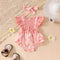 Candy Color Flower Print Pleated Cake Jumpsuit