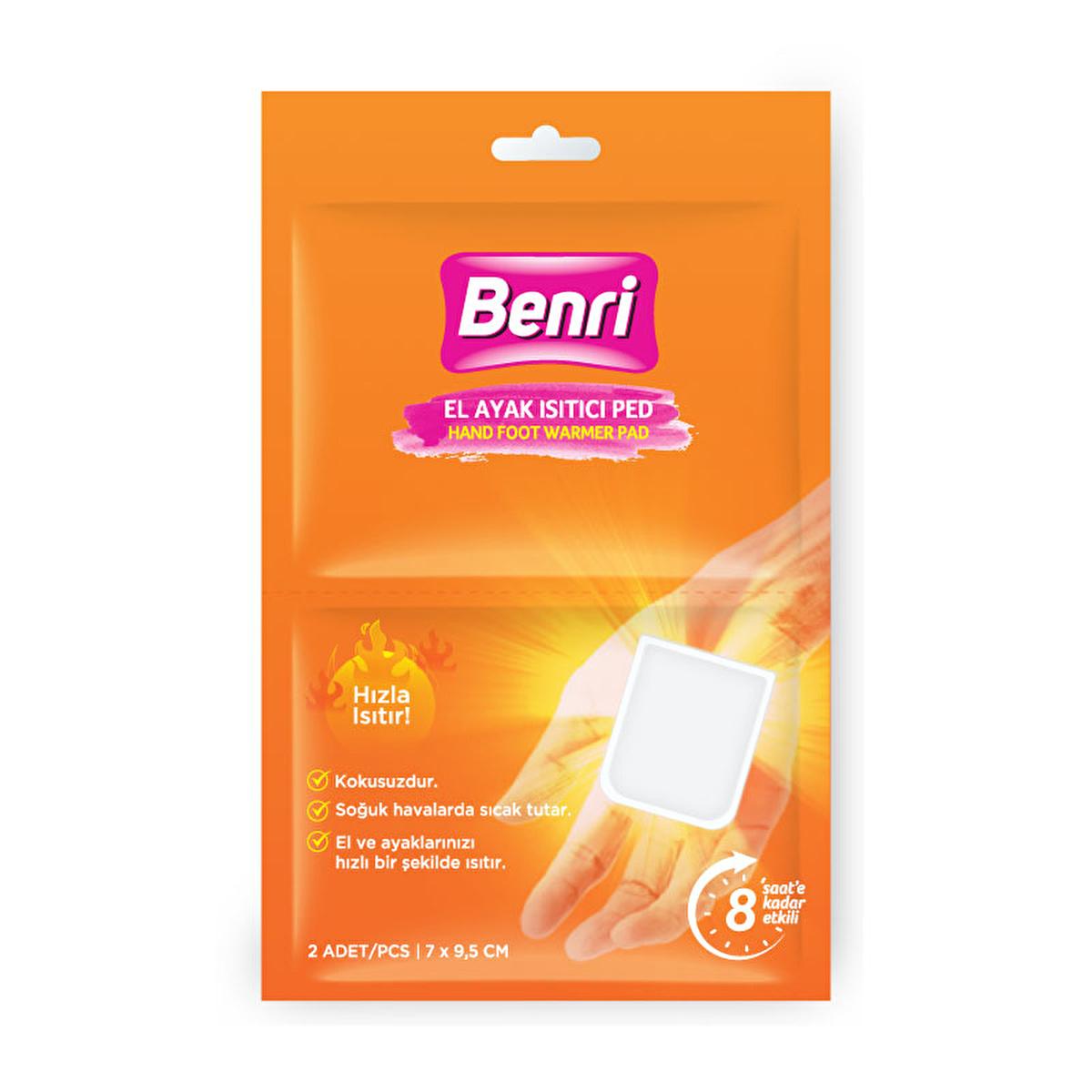 Benri Hand and Foot Warmers - Portable Heat Pads for Cold Weather, Instant Warmth for Poor Circulation, 2 Count
