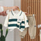 Boys And Girls Striped Large Pocket Lapels Suit