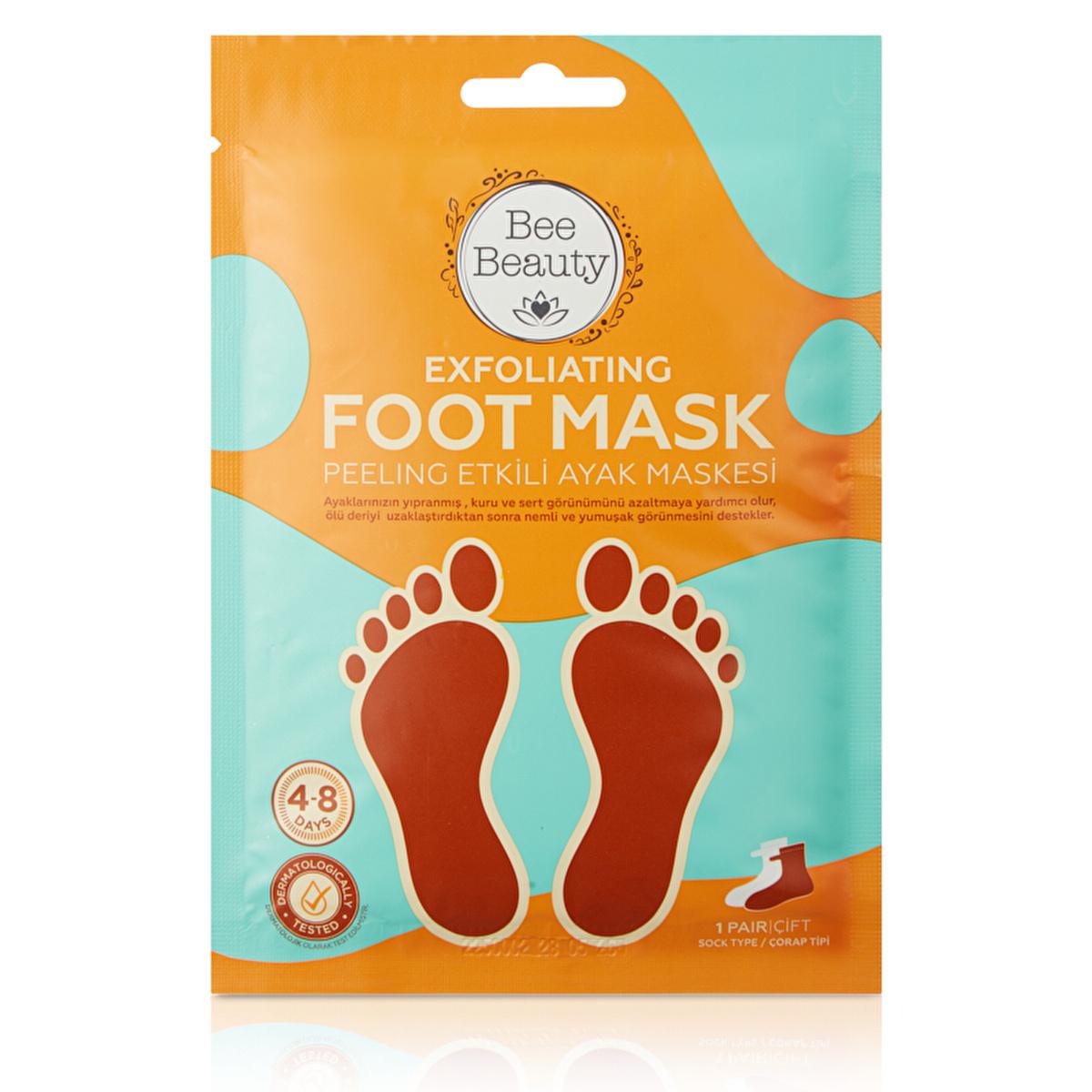 Bee Beauty Exfoliating Foot Mask - Softens & Moisturizes Dry Foot Skin, Removes Dead Skin Cells