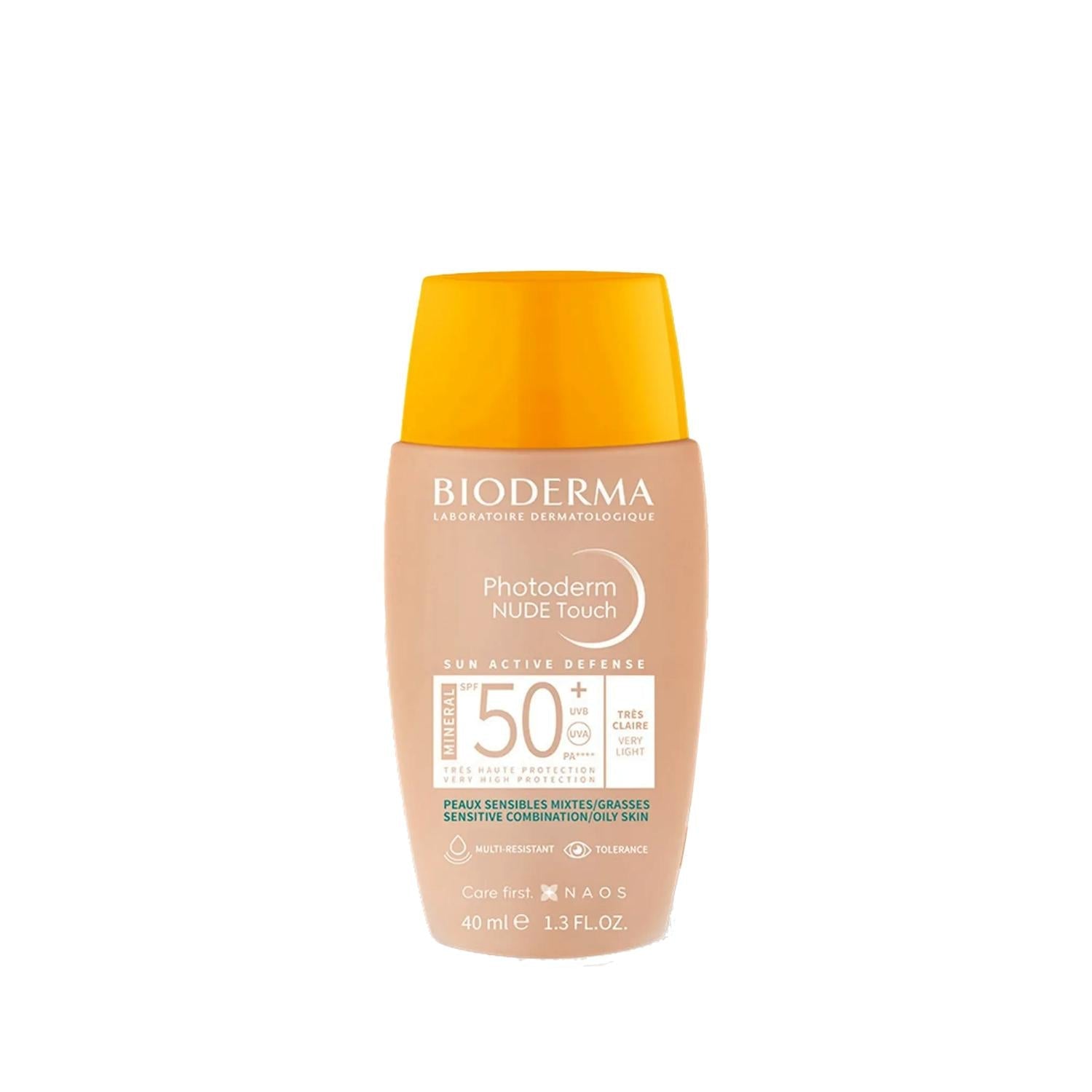 Bioderma Photoderm Nude Touch SPF 50+ Very Light Tinted Sunscreen: Ultimate Fair Skin Protection & Natural Coverage, 40ml