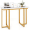 42 Inches Modern Faux Marble Entryway Table with Geometric Metal Frame