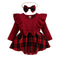 Autumn And Winter Infant Pullover Sunken Stripe Long Sleeve Tartan Skirt