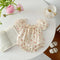 Small Floral Bow Baby Girl Bubble Sleeve Harness Crawl Clothes