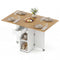 47.5 Inch Farmhouse Extendable Wooden Dinner Table with Lockable Wheels