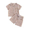 Boys And Girls Short Sleeve Plaid Shirt Two-piece Set