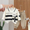 Boys And Girls Striped Large Pocket Lapels Suit