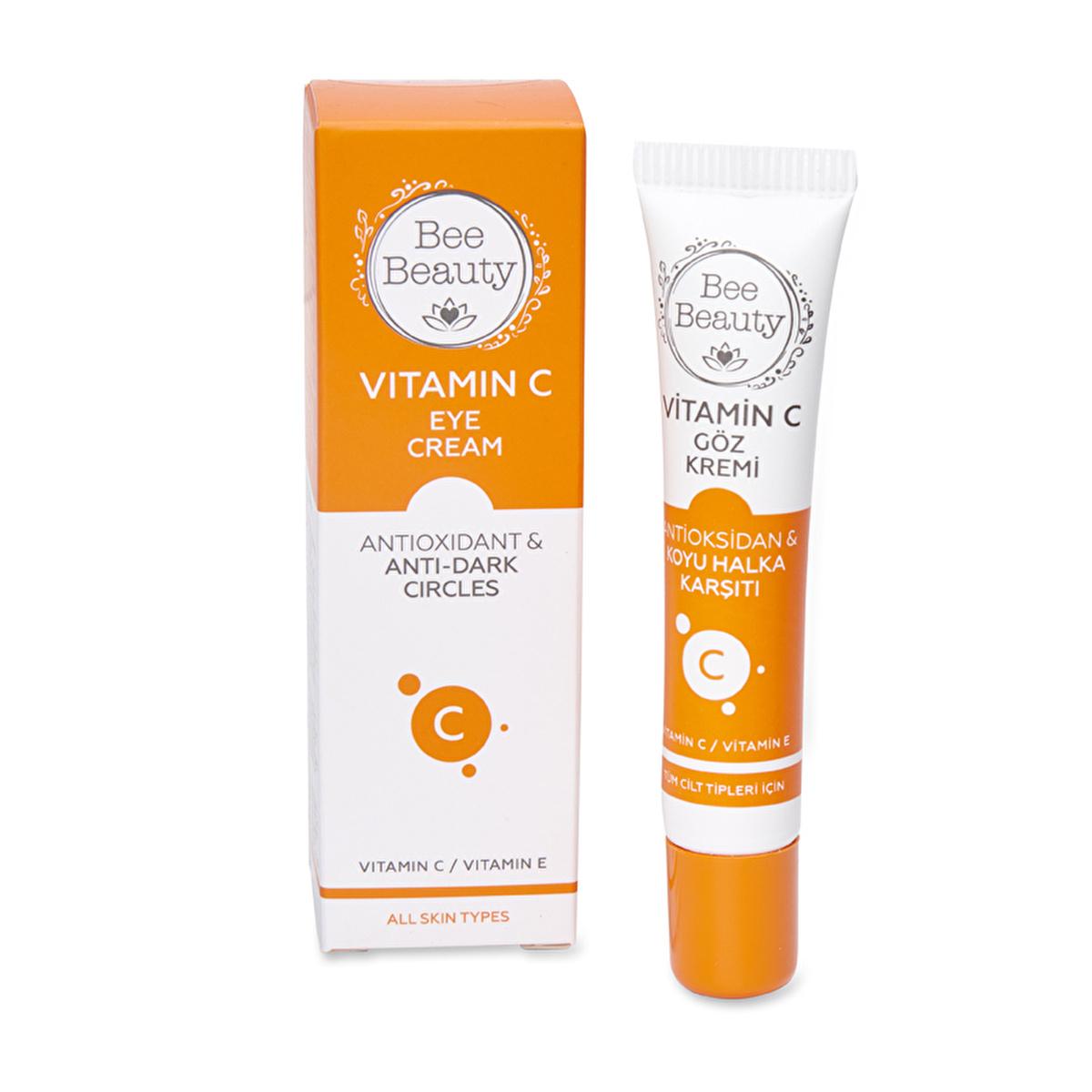 Bee Beauty Vitamin C Eye Cream: Reduce Dark Circles, Fine Lines & Wrinkles - Brightening Eye Serum for Radiant Skin