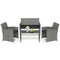 4 Piece Patio Conversation Set Rattan Chair Loveseat and Table Set