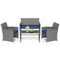 4 Piece Patio Conversation Set Rattan Chair Loveseat and Table Set