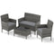 4 Pieces Patio Rattan Conversation Set with Tempered Glass Coffee Table