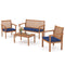 4 Piece Patio Wood Furniture Set Acacia Wood Sofa Set with Loveseat