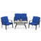 4 Pieces Outdoor Conversation Set with Seat Back Cushions and Waist Pillows