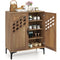 4 Tier Farmhouse Shoe Storage Cabinet with Removable Shelves and Metal Legs