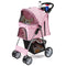 Folding Pet Stroller with Storage Basket and Adjustable Canopy