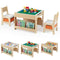 4 in 1 Kids Table and Chair Set with Reversible Graffiti and Building Blocks Tabletop