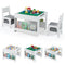 4 in 1 Kids Table and Chair Set with Reversible Graffiti and Building Blocks Tabletop
