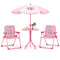 4 Pieces Kids Picnic Set with 2 Folding Chairs and Height Adjustable Umbrella