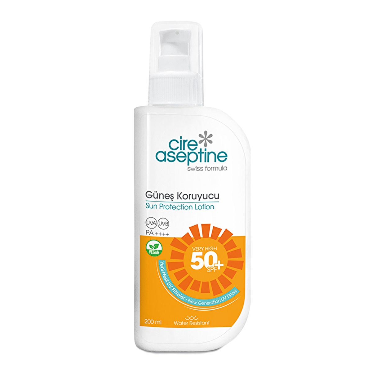 Cire Aseptine 50+ SPF Sunscreen Lotion: Very High UVA/UVB Protection, Vegan, Reef Safe, and Water Resistant - Dermatologically Tested