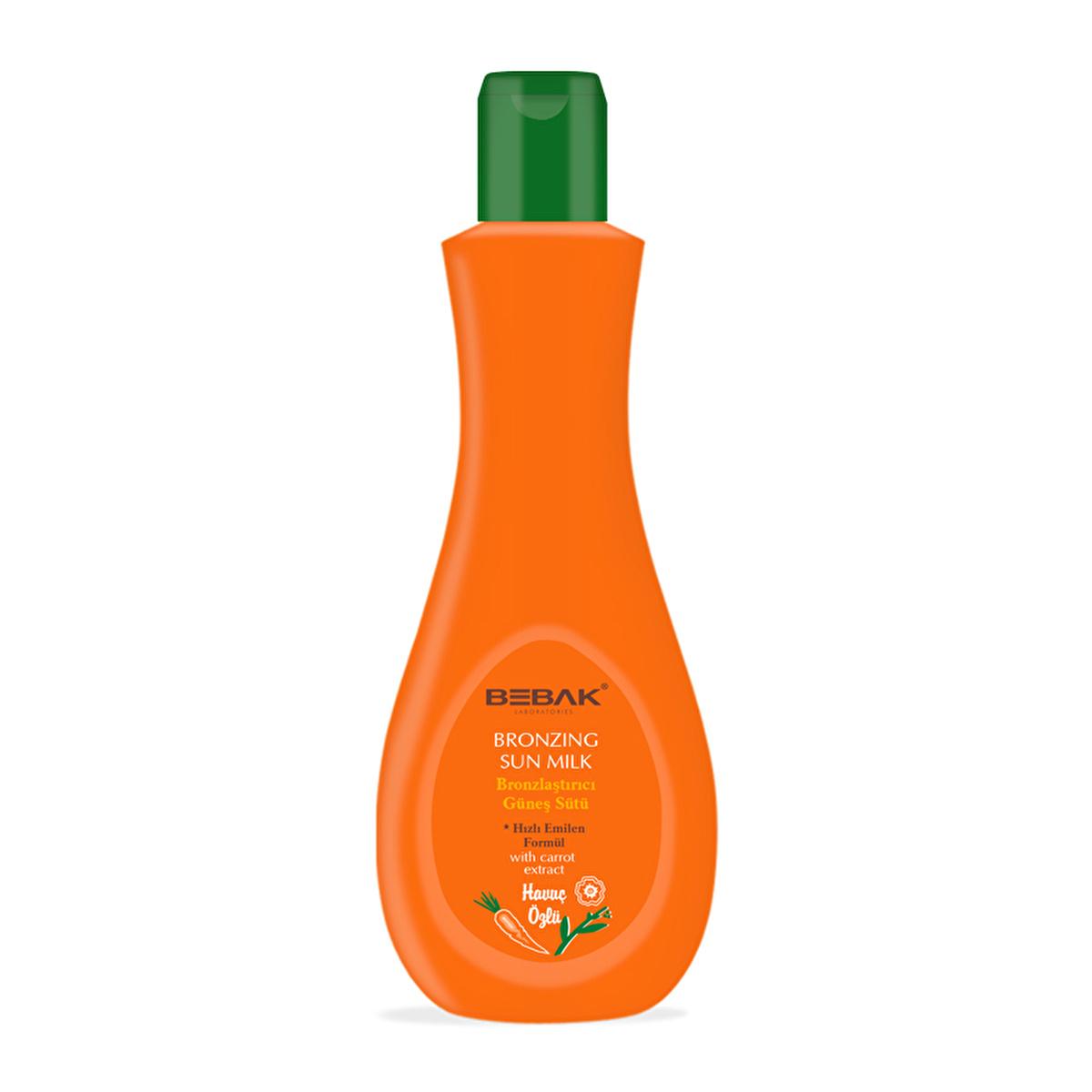 Bebak Carrot Tanning Lotion 215ml: Achieve a Deep, Fast Tan While Moisturizing & Prolonging Your Bronzed Glow