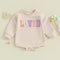 Infant Toddler Long Sleeve Alphabet Embroidery Romper