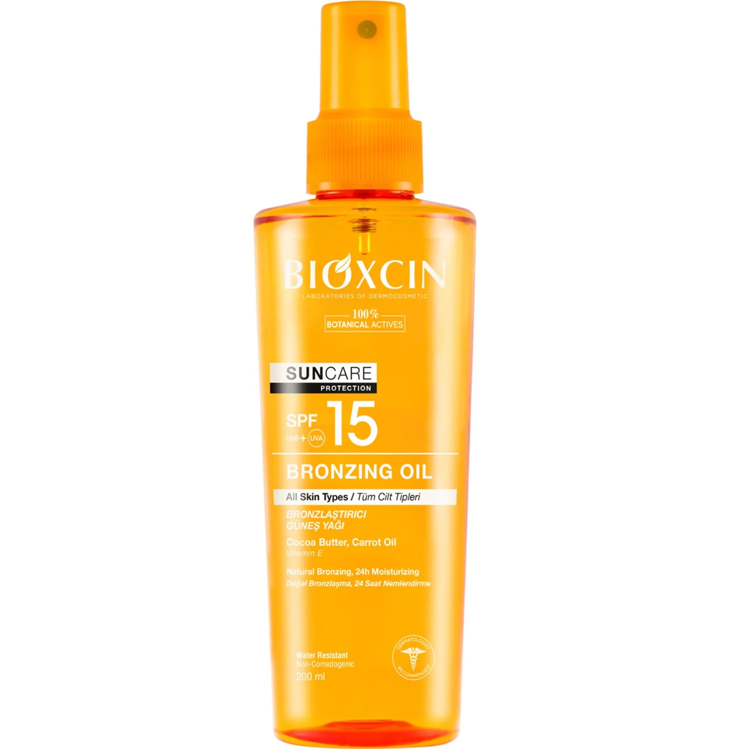 Bioxcin Suncare Tanning Sun Oil SPF15 - Natural Tanning Oil for All Skin Types