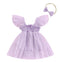 Girls' Mesh Flounced Sleeve Shoulder Princess Onesie