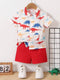 Baby Short Sleeve Shorts Cardigan Two-piece Set Animal Dinosaur Print