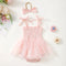 Baby Girl Mesh Camisole Princess Dress With Bowknot Headwear