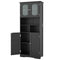 58.5 Inch Freestanding Linen Bathroom Storage Cabinet with Frost Glass Doors