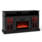 58 Inch Fireplace TV Stand with LED Lights with Storage Cabinets and Glass Doors
