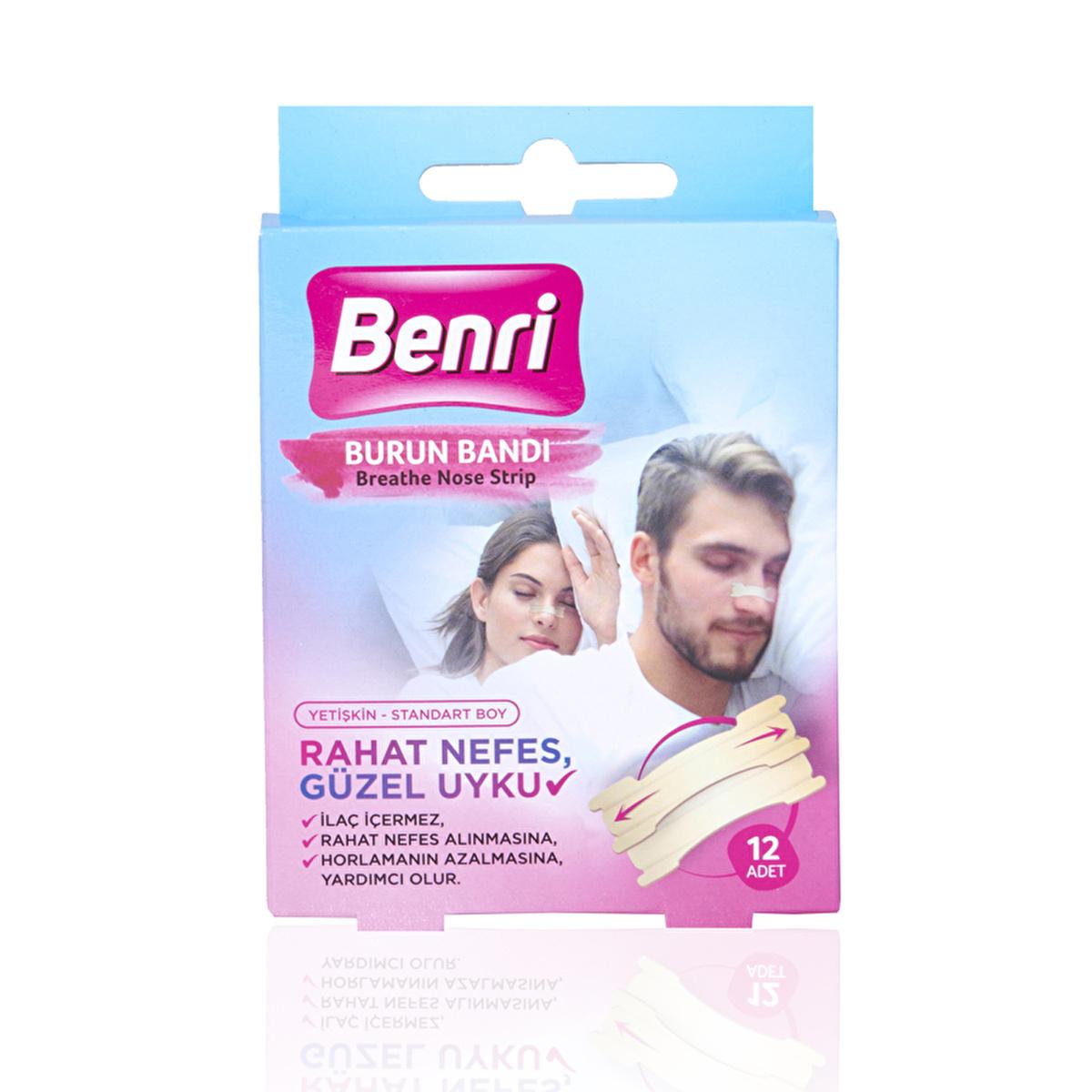 Benri Nasal Strip - Snoring Relief, Nasal Congestion Relief, 12 Count Pack