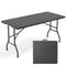 5FT Folding Picnic Table with Wood Grain HDPE Tabletop and Non-slip Foot Pads