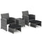 5 Pieces Patio Furniture Set PE Wicker Outdoor Lounge Chairs with 2 Ottomans