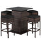 5 Pieces Patio Rattan Bar