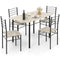 5 Pieces Wood Metal Dining Table Set with 4 Chairs