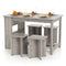 5 Pieces Dining Table Set with Storage Shelf and 4 Stools