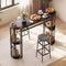 60 Inch Dining Table and 2 Upholstered Barstools with Faux Marble Tabletop