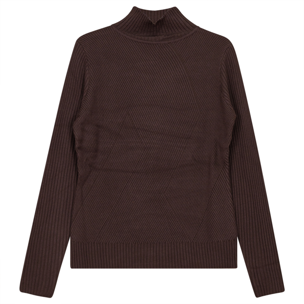Cross Ribbed Mock Neck Sweater