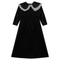 Waffle Velour Dress With Collar