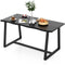 63" Large Dining Table with Wavy Edge and Heavy-duty Metal Frame