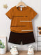 New Short-sleeved T-shirt Shorts Loose Color Matching Lines Two-piece Suit