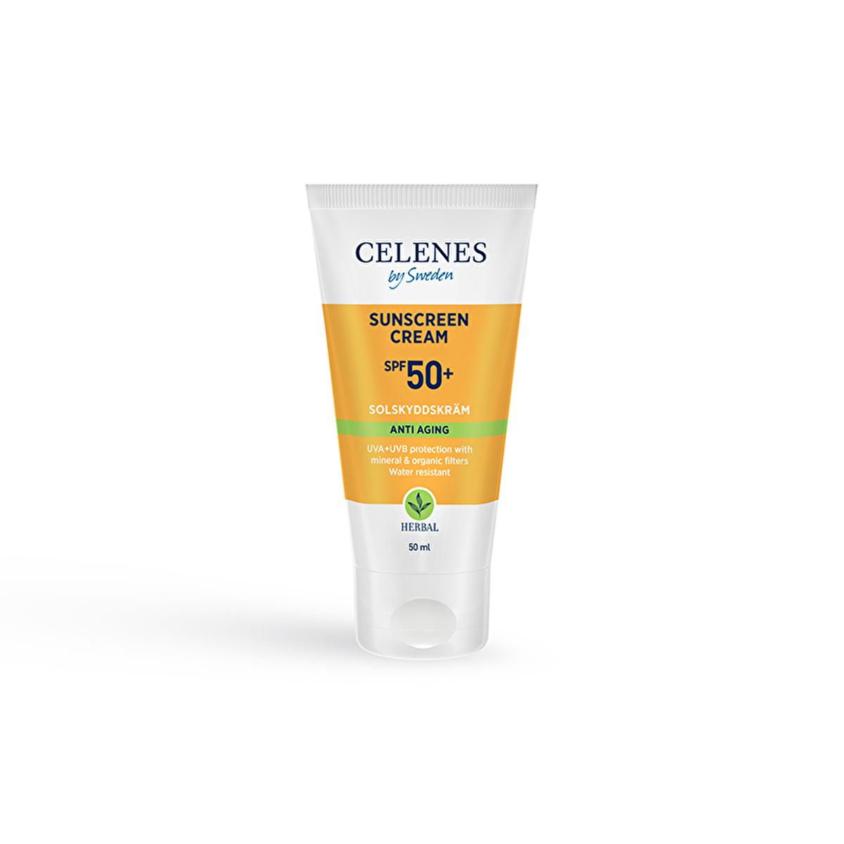 Celenes Herbal: SPF 50+ Anti-Aging Sunscreen - Protect & Rejuvenate Sensitive Skin with Collagen, Fragrance & Paraben Free, Water Resistant - 1.69 fl oz