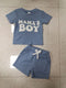 Waffle Towel Embroidery Short Sleeve Shorts Suit