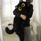 Plush Black Cat Throw Pillow