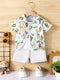 Baby Short Sleeve Shorts Cardigan Two-piece Set Animal Dinosaur Print