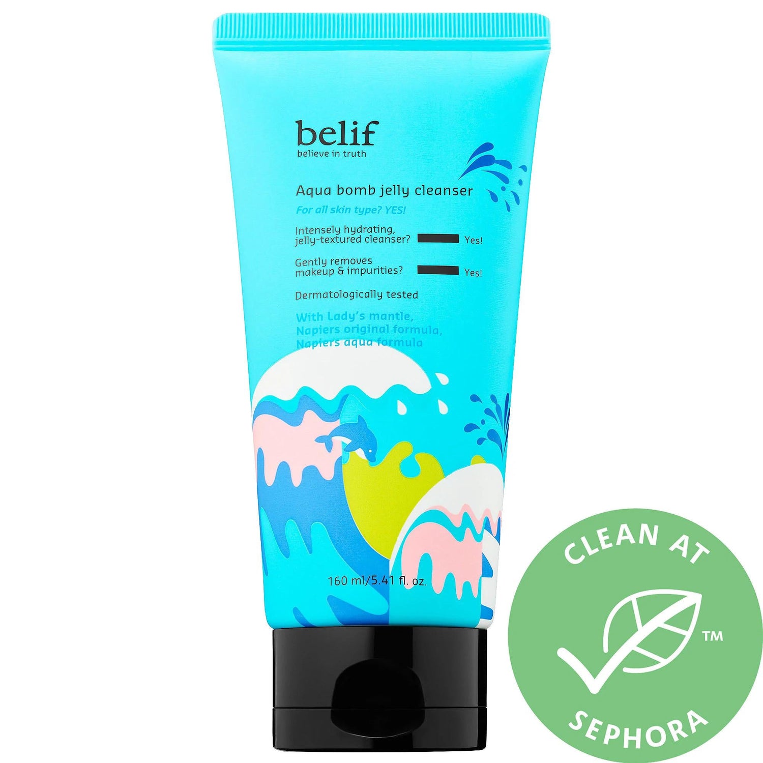 belif Aqua Bomb Hydrating Jelly Cleanser - Gentle Makeup Remover for Normal, Combination & Oily Skin