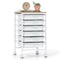 6-Drawer Rolling Storage Cart with Wooden Tabletop