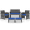 6 Pieces Patio Furniture Set Outdoor Sectional Conversation PE Rattan Sofa Set