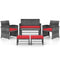 6 Pieces Patio Furniture Set Outdoor Sectional Conversation PE Rattan Sofa Set